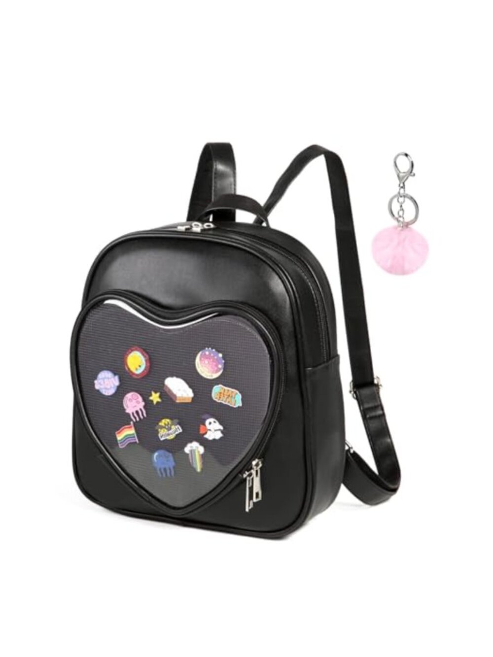 Kawaii Ita Bag Backpack Heart Pin Display PU Leather Daypack